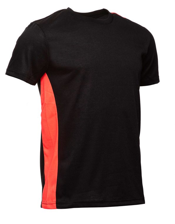 T Shirts - Black with High Vis Red Insert Front View