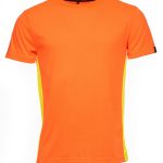 T Shirts - High Vis Orange with High Vis Yellow Insert Front