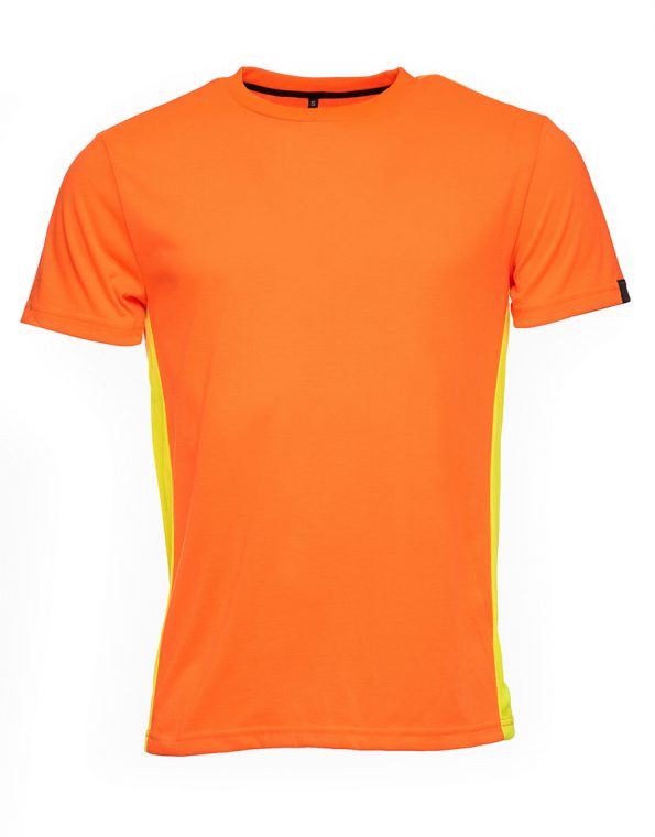 T Shirts - High Vis Orange with High Vis Yellow Insert Front