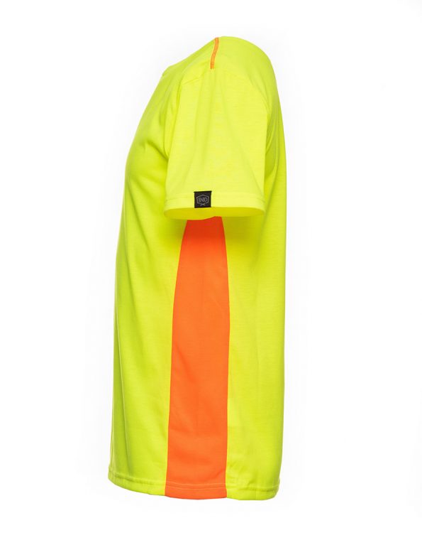 High Vis Yellow with High Vis Orange Insert Workwear T Shirts Side View