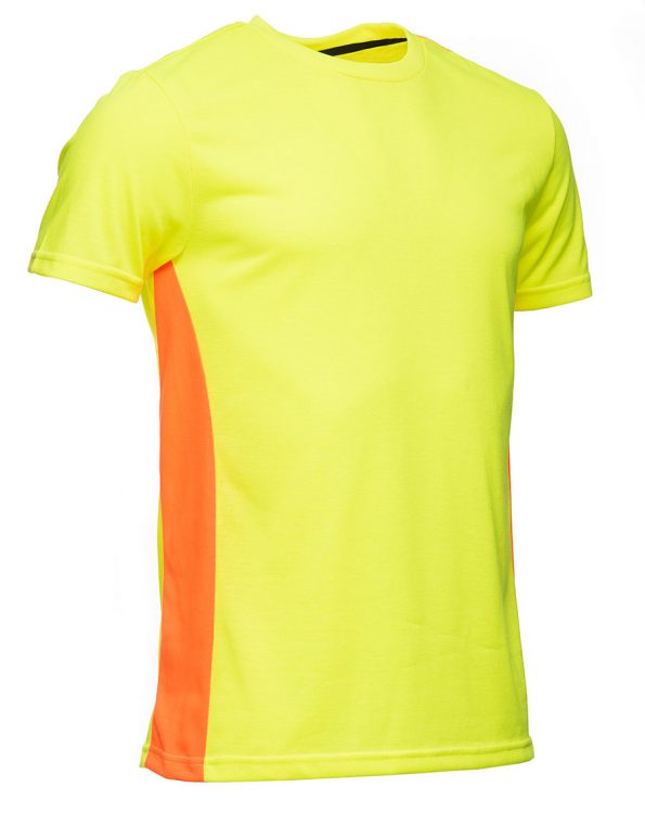 High Vis Yellow with High Vis Orange Insert Workwear T Shirts Front View