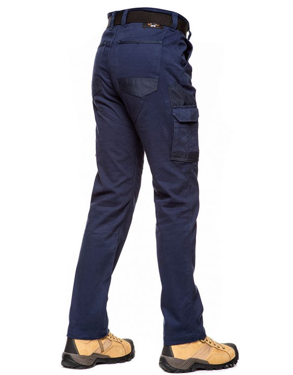 Straight Leg Blue Trousers Workwear Side View